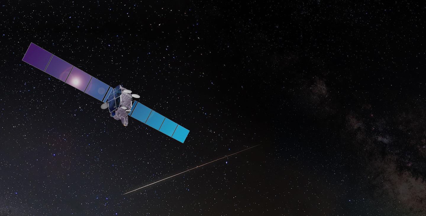 WildBlue-1卫星在太空中的渲染